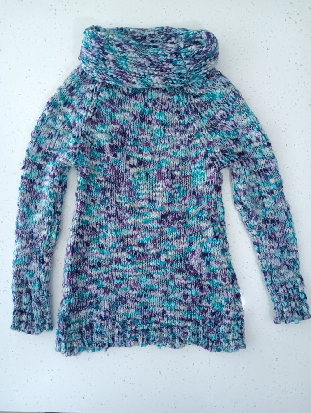 Girls' Purple and Teal Knit Winter Sweater Size M 7/8